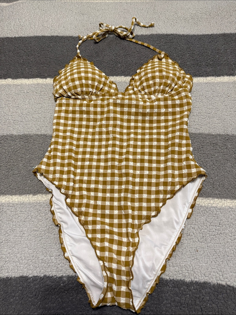 J Crew Women’s Gingham One-Piece Swimsuit
